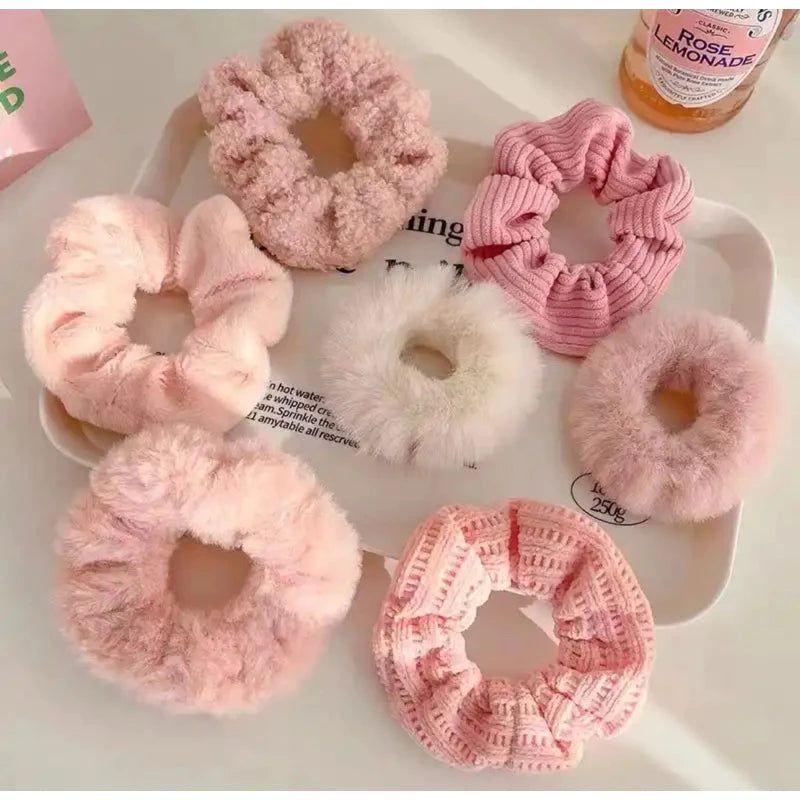 Kit Scrunchie Popom Rosa 7 Unidades
