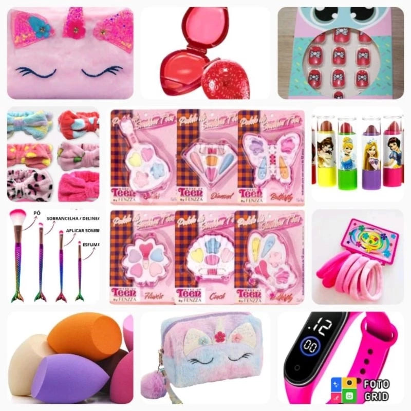 Kit Infantil Unicórnio De Maquiagem Com Necessarie (BRINDE)